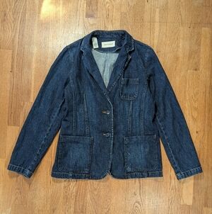 Jones New York Jeans Denim Structured Blazer Jacket | Size Large